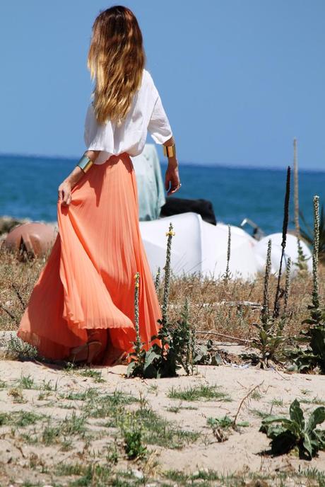 Gipsy skirt in a wild beach