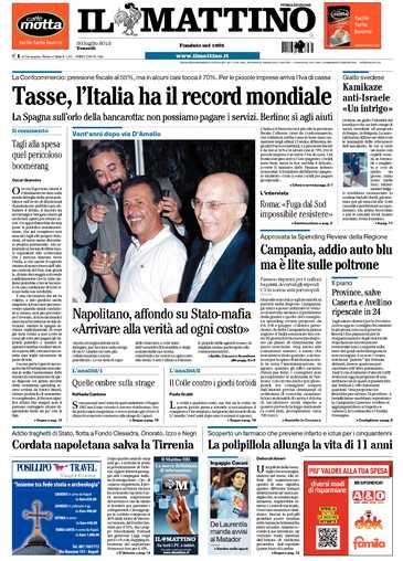 Prime pagine giornali: venerdì 20 luglio 2012