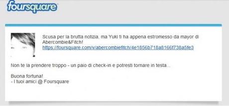 Perdere una mayorship su Foursquare pesa… se è quella di Abercrombie anche di più