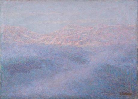 Emilio Longoni, Alba in alta montagna, Olio su tela, 69 x 95 cm, Collezione privata