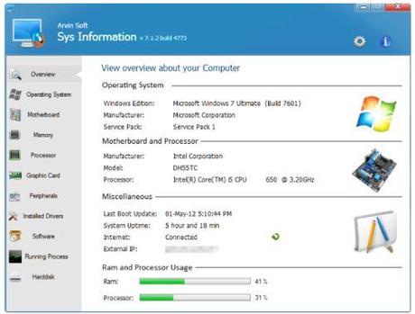 Sys information - software gratis per un report completo dell'hardware del PC