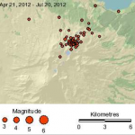 Mt. Tongariri seismicity map with the locations of the epicenters