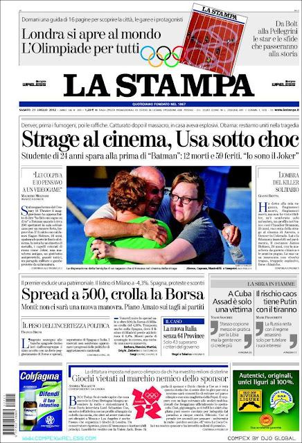 Prime pagine giornali: sabato 21 luglio 2012