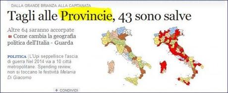 Il taglio delle Province visto dal Corriere della Sera, con una ‘i’ di troppo