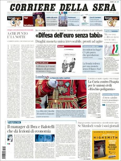 Prime pagine giornali: domenica 22 luglio 2012