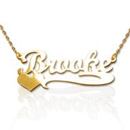 Collana personalizzabile in puro oro 14K con cuore di lato