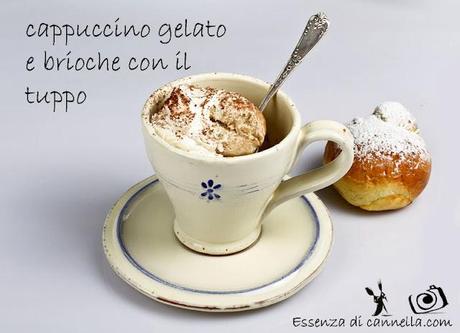 Gelato cappuccino o cappuccino gelato e brioche con il tuppo