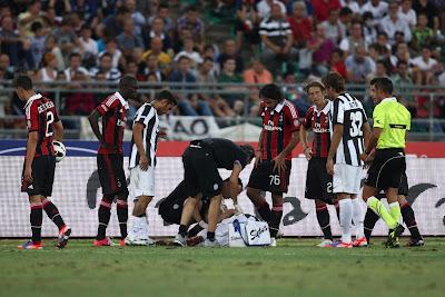 Infortunio per Caceres, stop di 45 giorni e niente Supercoppa contro il Napoli