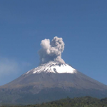 Ash cloud above Popocatepetl volcano, Mexico