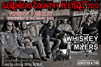 WHISKEY MYERS al Savoniero Country Festival - Venerdi 3 Agosto 2012 !