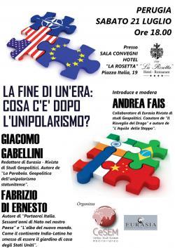 “LA FINE DI UN’ERA: COSA C’E’ DOPO L’UNIPOLARISMO?”, RESOCONTO, FOTO, VIDEO