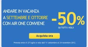 AirOne: settembre e autunno 50% di sconto