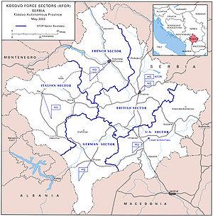 Map of the KFOR-Sectors, 2002