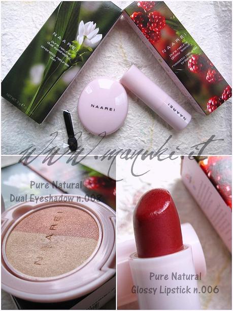 Review Naarei Pure Natural Glossy Lipstick e Duo Eyeshadow