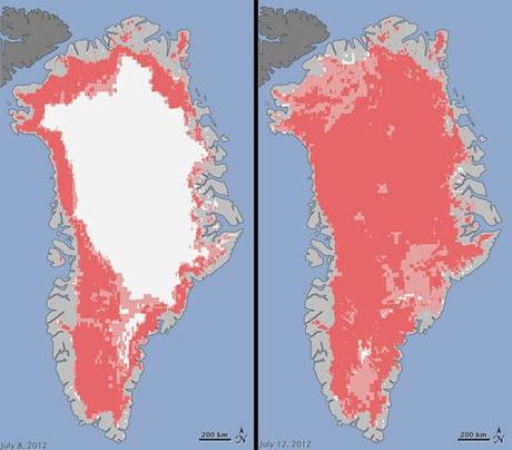 La riduzione dei ghiacciai in Groenlandia