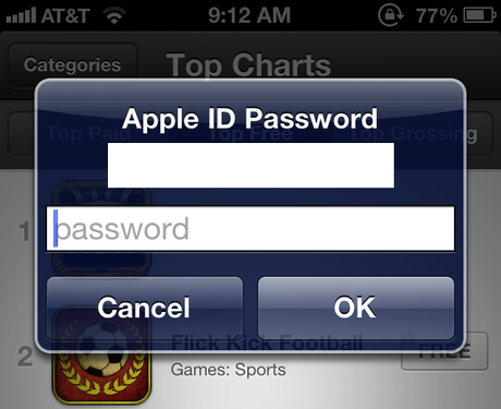 Apple introduce nuovamente la password in iOS 6 per il download delle app gratuite