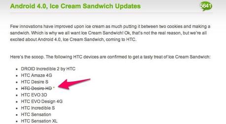 Adesso è ufficiale HTC Desire HD non verrà aggiornato a ICS