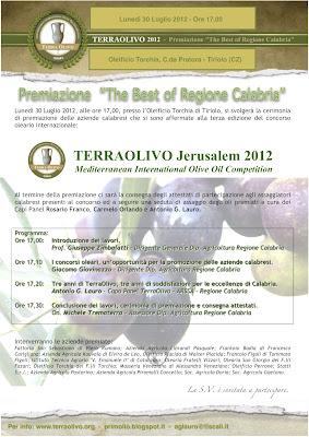 The Best of Calabria: Lunedì la premiazione calabrese di TerraOlivo 2012.