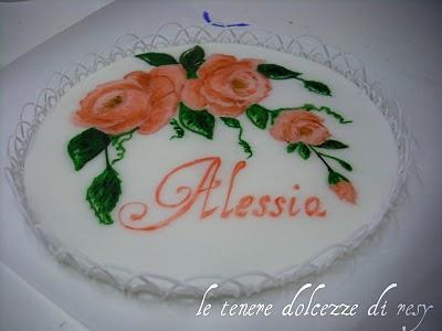 Rose per Alessia - Painting, lace work e cornelli lace in ghiaccia reale