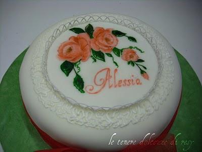 Rose per Alessia - Painting, lace work e cornelli lace in ghiaccia reale