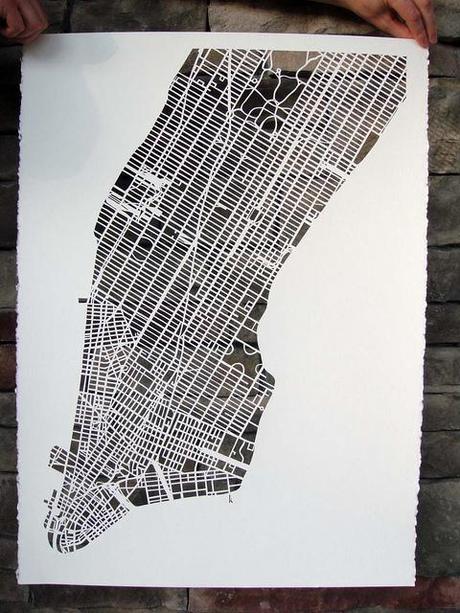 manhattan mapcut on white