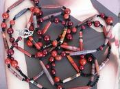 Vibrazioni rosse Collana orecchini altered carta riciclata vetro