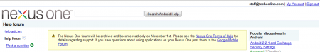 Il Forum ufficiale del Nexus One chiude i battenti: altro indizio di un imminente Nexus Two?