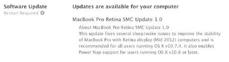 Apple propone PowerNap sui MacBook Pro Retina con aggiornamento firmware