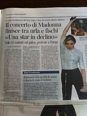 Madonna all'Olympia è una diva in declino ..... parole della stampa Italiana