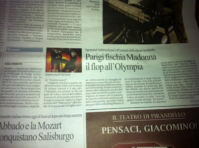 Madonna all'Olympia è una diva in declino ..... parole della stampa Italiana