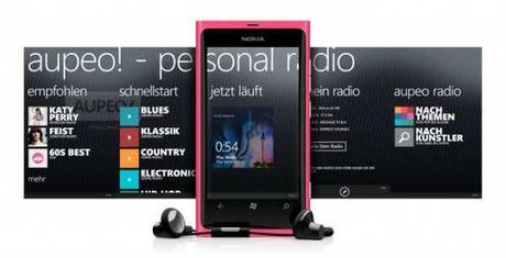 AUPEO! La Radio personale per Nokia Lumia Windows Phone nel Market Place MarketPlace.