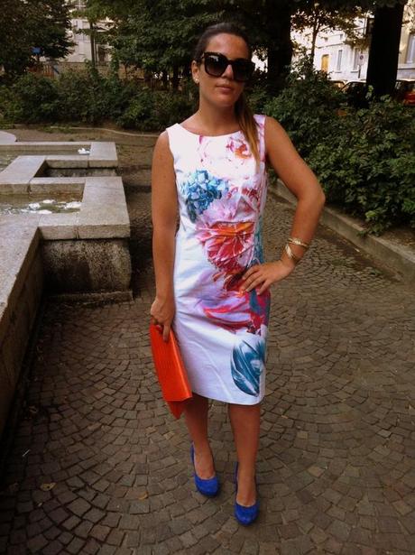 White dress with big flowers