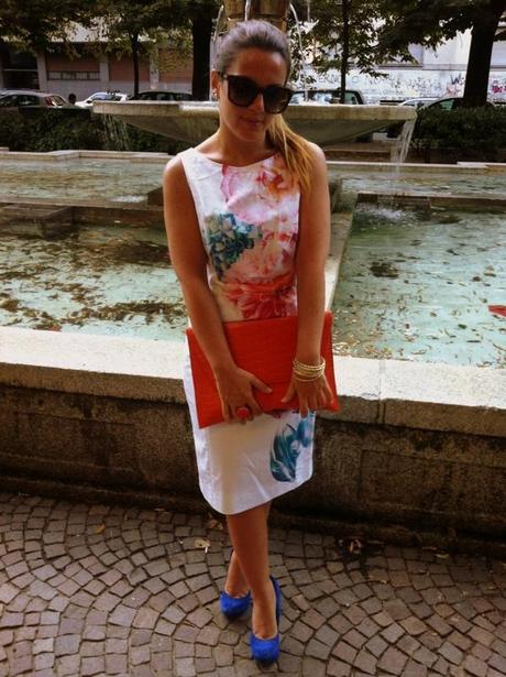 White dress with big flowers