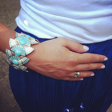 Electric Blue Plated Skirt & Studded Rabito