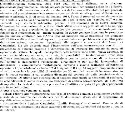 In C.C. lo spostamento della caserma dei carabinieri