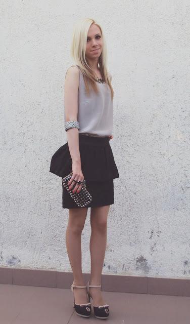 Peplum skirt outfit.