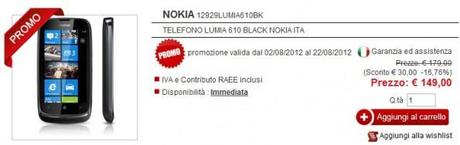 Dal 2 al 22 agosto Nokia Lumia 610 in offerta a 149 €