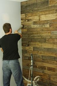 Made from pallets.  Accent wall.