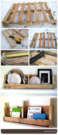 Process of making a shelf out of a pallet.