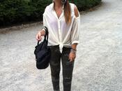 Camo pants open shoulder blouse