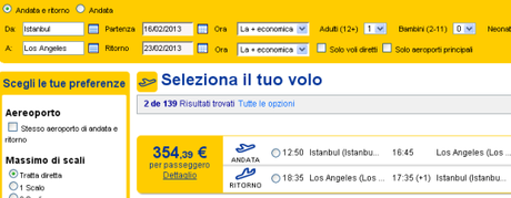 Italia-Istanbul-Los Angeles 422 Euro!