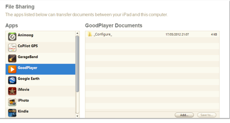 Utilizzando GoodPlayer per guardare file multimediali TV Center su iPad