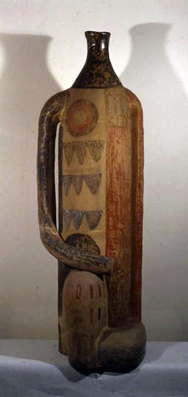 Milano arte - Salvatore Fiume, Figura femminile, 1954,ceramica policroma, 150 x 55 x 45 cm