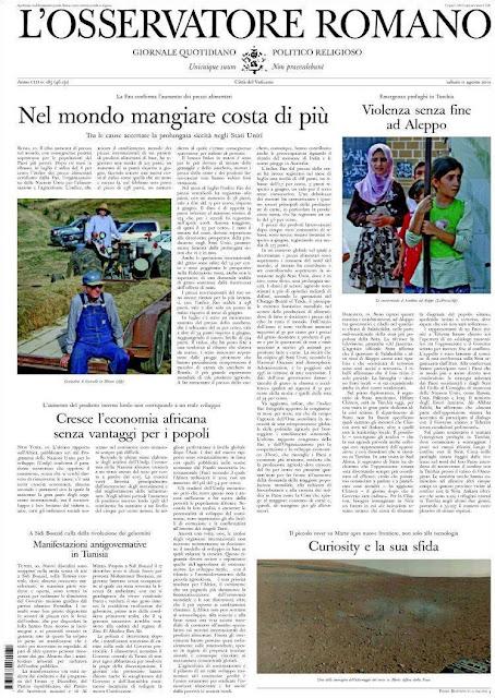 Prime pagine giornali: sabato 11 agosto 2012