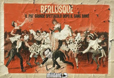 Berlusconi e le gare di burlesque. Vignetta del processo Ruby.