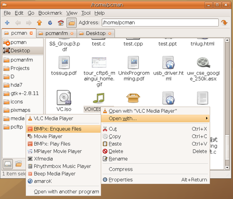 PCManFM è un file manager per Linux, pensato come alternativa leggera a Nautilus.