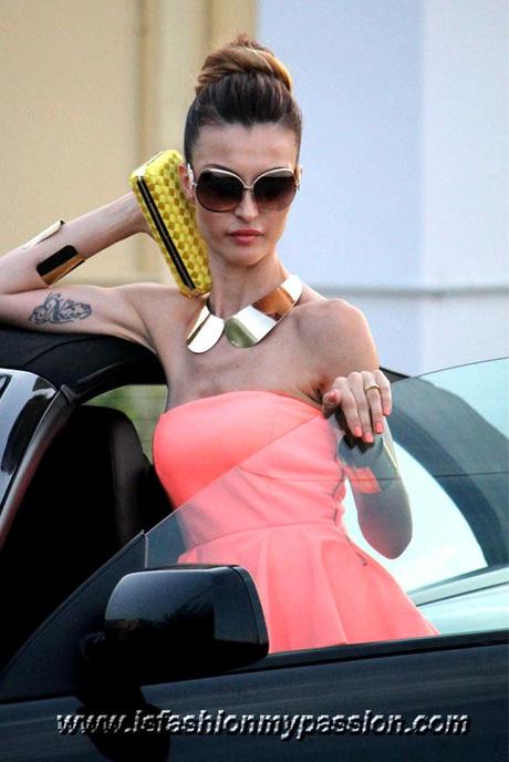 Fluo Peplum dress and clutch