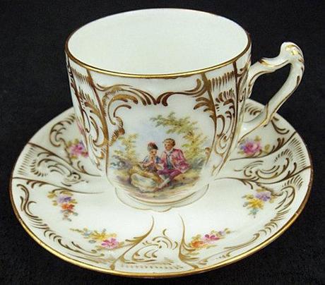 Antique Dresden Saxonia tazzina Cup & Saucer