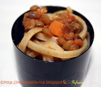 Spaghettine integrali con lenticchie