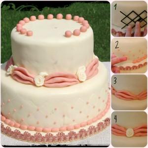 Torta Battesimo vintage in rosa